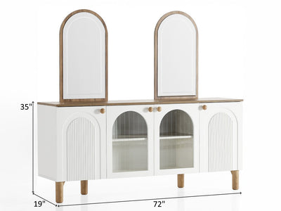 Bohem Walnut and White 7 Piece Dining Room Set with Chairs Dining Room Furnia