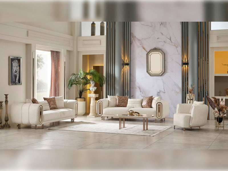 Cream Bella Living Room Furniture (2 Sofa & 2 Chair) Cream Living Room Furnia