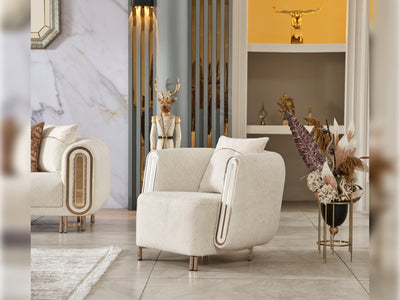 Cream Bella Living Room Furniture (2 Sofa & 2 Chair) Cream Living Room Furnia
