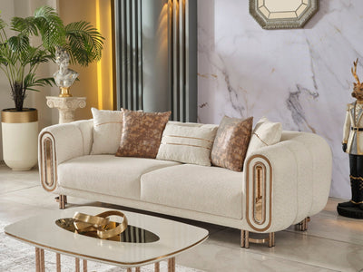 Cream Bella Living Room Furniture (2 Sofa & 2 Chair) Cream Living Room Furnia