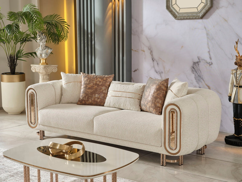 Cream Bella Living Room Furniture (2 Sofa & 2 Chair) Cream Living Room Furnia