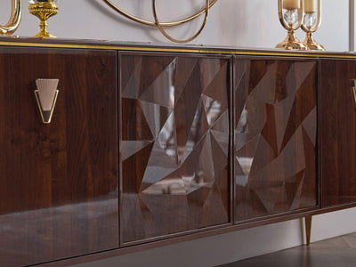 Elegant Plaza 7-Piece Ivory or Walnut Dining Room Set with Buffet Mirror