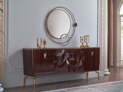 Plaza 7-Piece Ivory or Walnut Dining Room Set by Bellona Dining Room Bellona