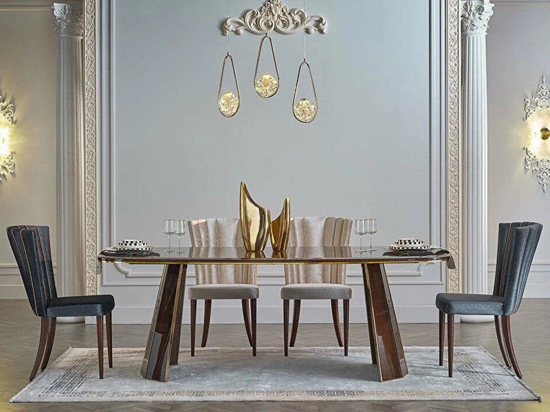 Plaza 7-Piece Ivory or Walnut Dining Room Set by Bellona Dining Room Bellona