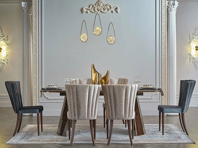 Plaza 7-Piece Ivory or Walnut Dining Room Set by Bellona Dining Room Bellona