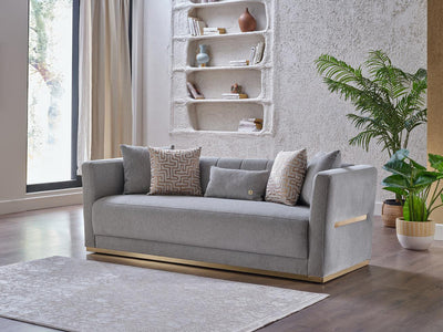 Luxurious Cream Monroe Turkish Living Room Set Sofa Loveseat Chair
