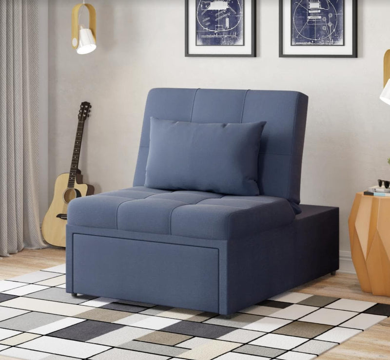 Mello Pull Out Sleeper Chair with Reclining Back Corvet Navy Sleeper Armchair B-Lifestyle   