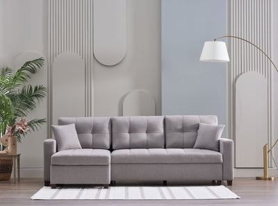 Mocca Sectional - Dupont Grey Sleeper Sectional Bellona Dupont Grey  