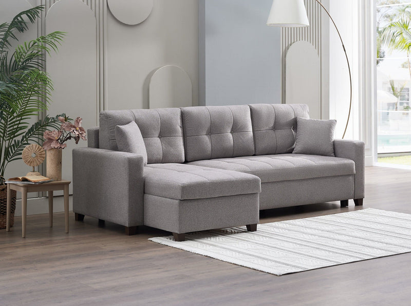 Mocca Sectional - Dupont Grey Sleeper Sectional Bellona   