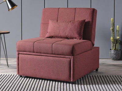 Mello Pull Out Sleeper Chair with Reclining Back Corvet Burgundy Sleeper Armchair B-Lifestyle   