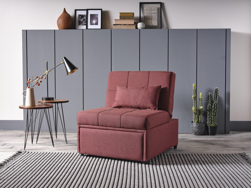 Mello Pull Out Sleeper Chair with Reclining Back Corvet Burgundy Sleeper Armchair B-Lifestyle   