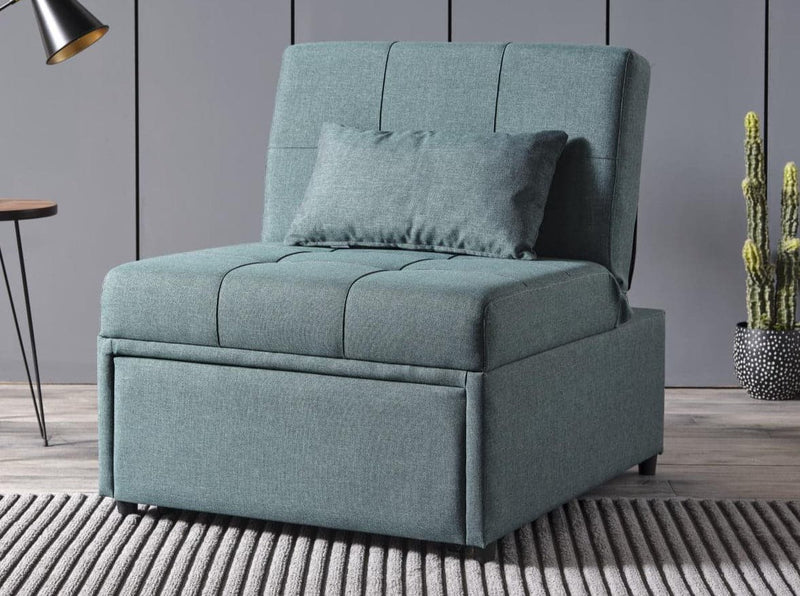 Mello Pull Out Sleeper Chair with Reclining Back Corvet Green Armchair B-Lifestyle   