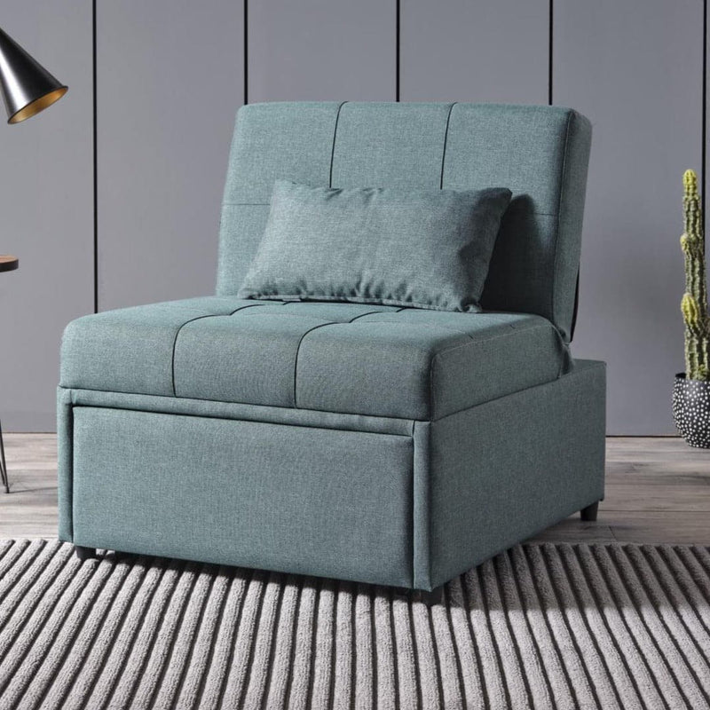 Mello Pull Out Sleeper Chair with Reclining Back Corvet Green Armchair B-Lifestyle   