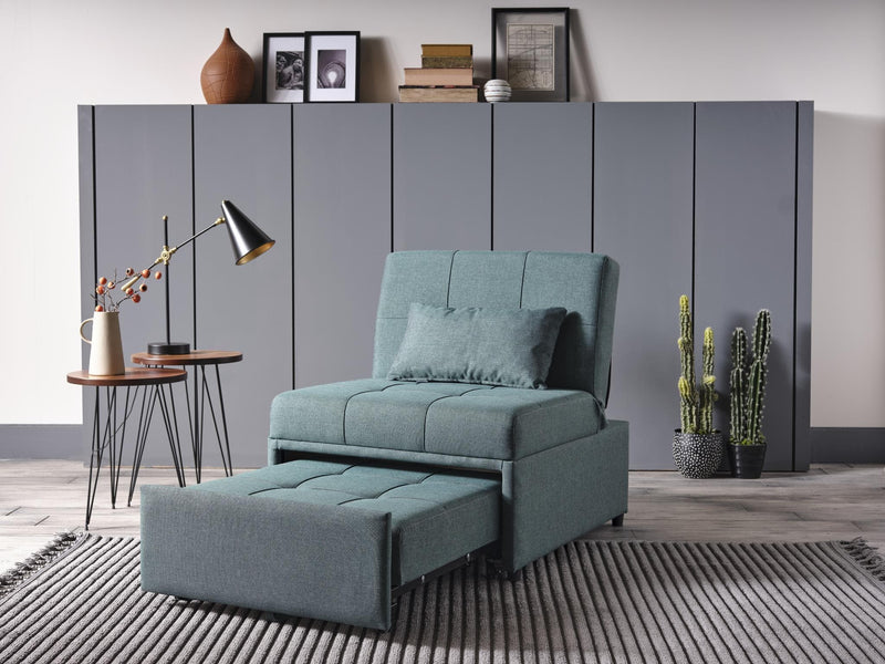Mello Pull Out Sleeper Chair with Reclining Back Corvet Green Armchair B-Lifestyle   
