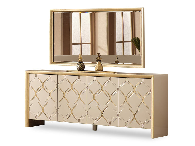 Napoli Taupe 7-Piece Dining Room Set Six Chairs Table Buffet Mirror Dining Room Napoli