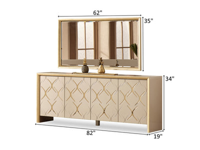 Napoli Taupe 7-Piece Dining Room Set Six Chairs Table Buffet Mirror Dining Room Napoli