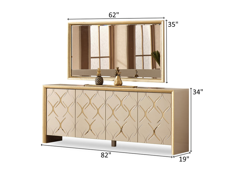 Napoli Taupe 7-Piece Dining Room Set Six Chairs Table Buffet Mirror Dining Room Napoli