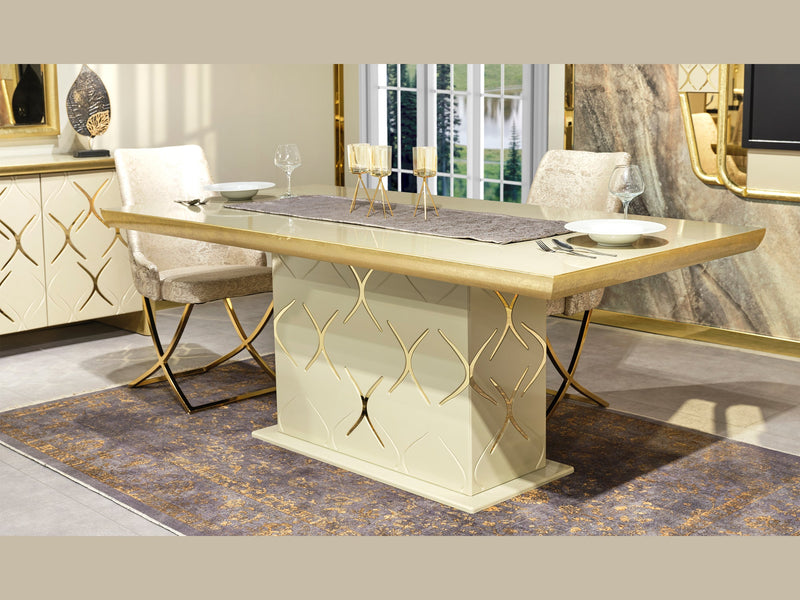 Napoli Taupe 7-Piece Dining Room Set Six Chairs Table Buffet Mirror Dining Room Napoli