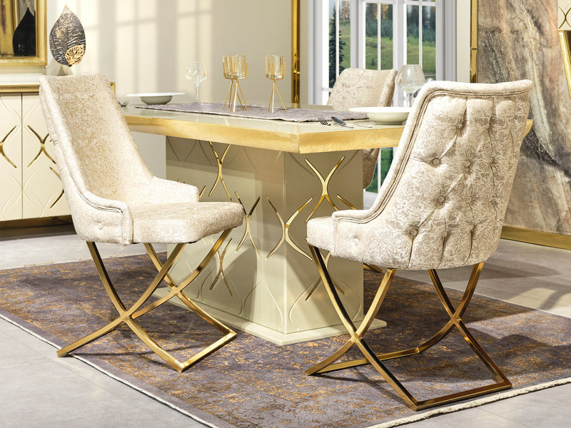 Napoli Taupe 7-Piece Dining Room Set Six Chairs Table Buffet Mirror Dining Room Napoli