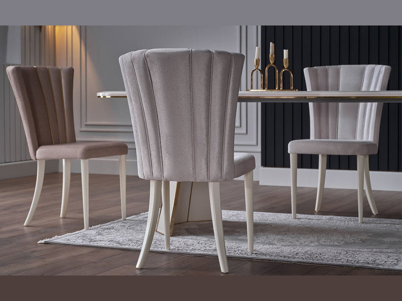 Plaza 7-Piece Ivory or Walnut Dining Room Set by Bellona Dining Room Bellona
