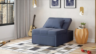 Mello Pull Out Sleeper Chair with Reclining Back Corvet Navy Sleeper Armchair B-Lifestyle   