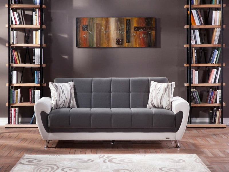 Duru Convertible Living Room Sleeper Sofa Bellona Sofa Plato Dark Gray 