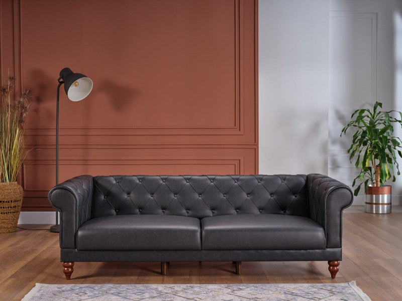 Muse Living Room Set Living Room Bellona Sofa Black 