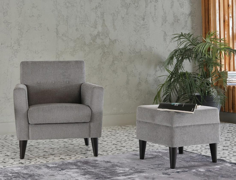 Theo Accent Chair & Ottoman Accent Chair Bellona Theo Grey  