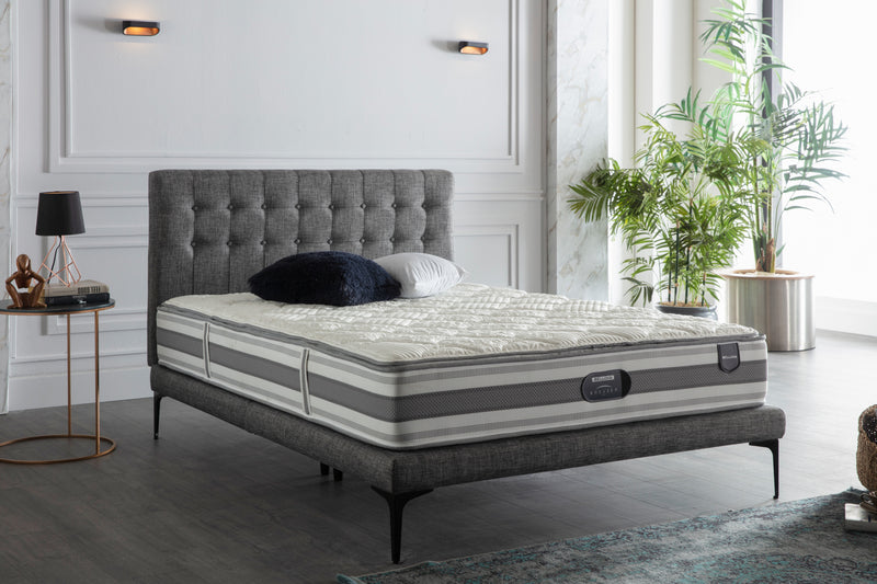 Button-Tufted Stratton Bed Frame & Headboard Set Upholstery Beds & Bed Frames Bellona Twin Gray 