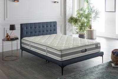 Button-Tufted Stratton Bed Frame & Headboard Set Upholstery Beds & Bed Frames Bellona Twin Blue 