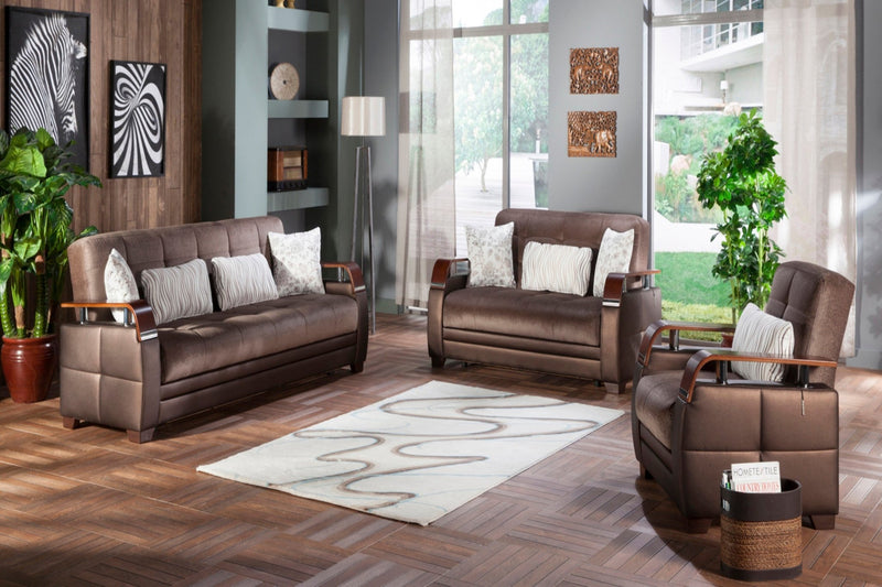 NATURAL Living Room Set by Istikbal Convertible Living Room Set Istikbal Furniture Dark Brown  